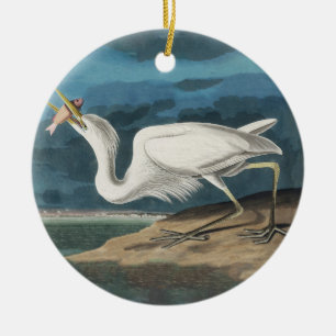 Audubon Grote Witte Reiger: Vintage Kustvogel Keramisch Ornament