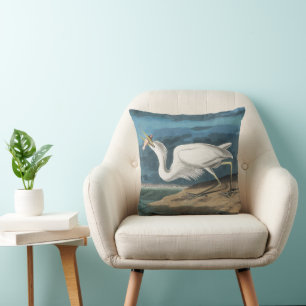 Audubon Grote Witte Reiger: Vintage Kustvogel Kussen