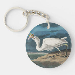 Audubon Grote Witte Reiger: Vintage Kustvogel Sleutelhanger