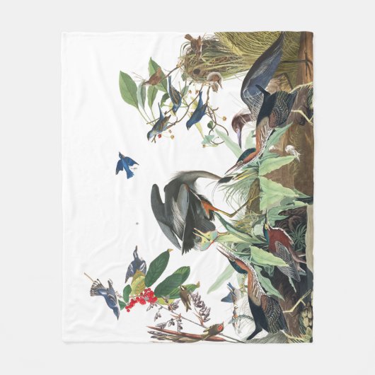 Audubon Heron Bird Wildlife Collage Fleece Blanket (Voorkant)