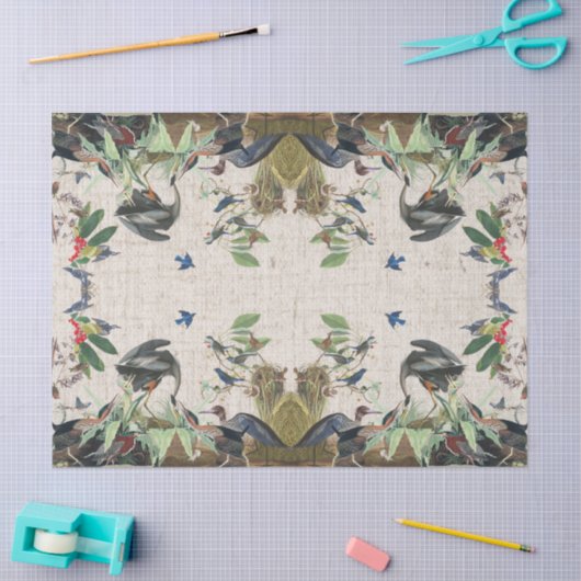 Audubon Heron Birds Collage Wildlife Weefpapier Tissuepapier (Craft)