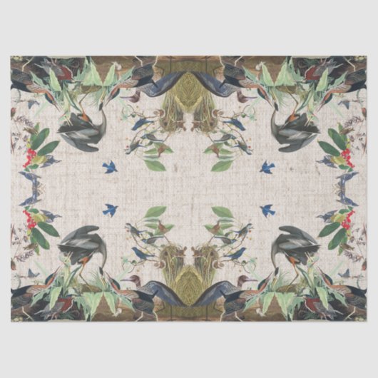 Audubon Heron Birds Collage Wildlife Weefpapier Tissuepapier (Voorkant)