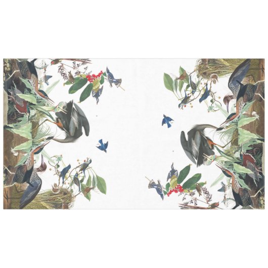 Audubon Heron Birds Songbird Collage Tablecloth Tafelkleed (Voorkant (Horizontaal))