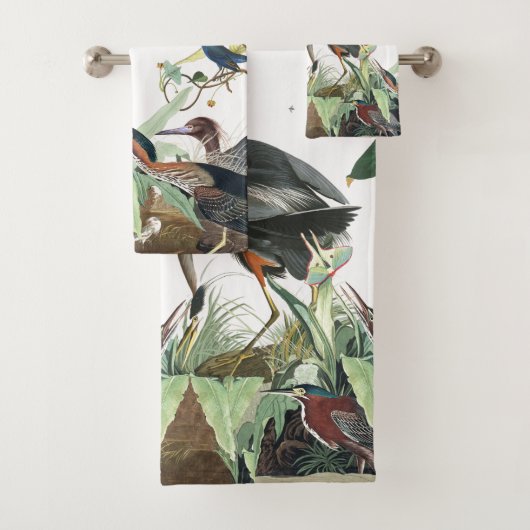 Audubon Heron Birds Wildlife Bath Towel Set Bad Handdoek (Insitu)