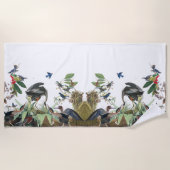 Audubon Heron Birds Wildlife Floral Beach Towel Strandlaken (Voorkant)