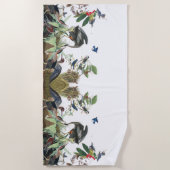 Audubon Heron Birds Wildlife Floral Beach Towel Strandlaken (Voorkant)