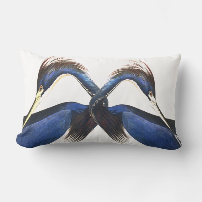 Audubon Heron Birds Wildlife Lumbar Pillow Kussen (Voorkant)