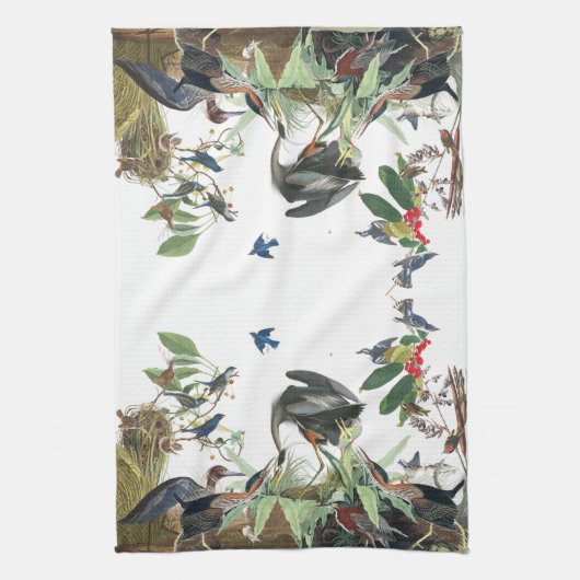Audubon Heron Loon Bluebird Bird Kitchen Towel Theedoek (Verticaal)