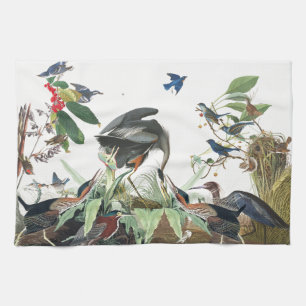 Audubon Herons Bluebird Birds Kitchen Towel Theedoek