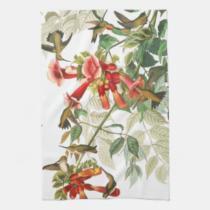 Audubon Hummingbird Birds Flowers Kitchen Towel Theedoek