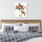 Audubon kardinaal paar in wilde amandelboom canvas afdruk (Insitu (Slaapkamer))