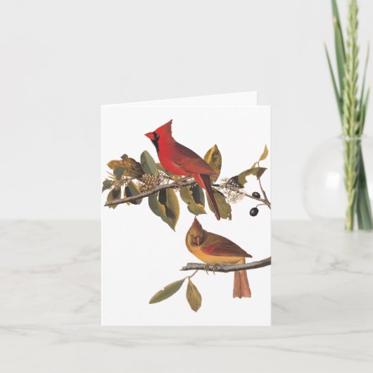 Audubon Kardinaal Paar in Wilde Amandelboom  Kaart (Voorkant)