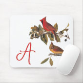 Audubon kardinaal paar in wilde amandelboom muismat (Met muis)