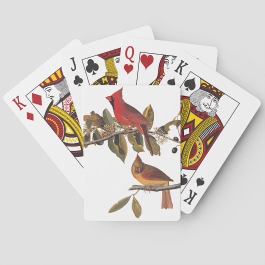 Audubon kardinaal paar in wilde amandelboom speelkaarten (Achterkant)