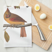 Audubon kardinaal paar in wilde amandelboom theedoek (Quarter Fold)