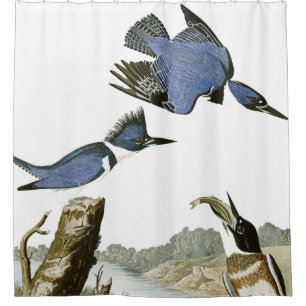 Audubon Kingfisher Birds Wildlife Showgordijn Douchegordijn