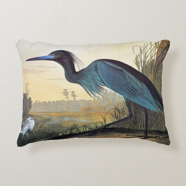 Audubon: Little Blue Heron Decoratief Kussen (Voorkant)