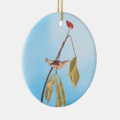 Audubon Louisiana Water Thrush Bird with Flower Keramisch Ornament (Rechts)