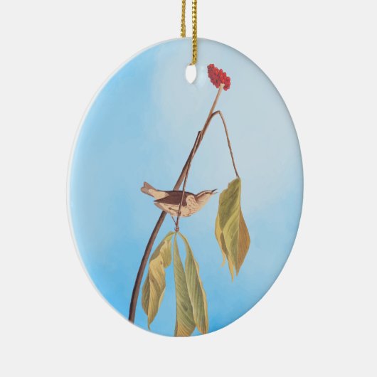 Audubon Louisiana Water Thrush Bird with Flower Keramisch Ornament (Rechts)