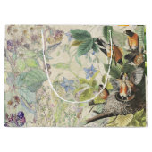 Audubon Oriole & Robin Birds Wildblods Gift Bag Groot Cadeauzakje (Voorkant)