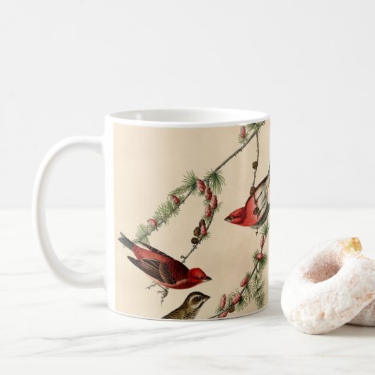 Audubon Paars Finch Bird Painting Gift Koffiemok (Met donut)