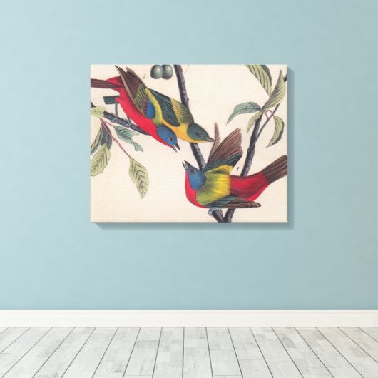 Audubon Painted Bunting Bird Wildlife Canvas Afdruk (Insitu (Houten vloer))