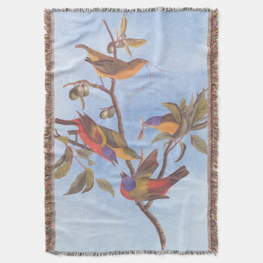 Audubon Painted Bunting Birds is Wild Plum Tree Deken (Voorkant Verticaal)