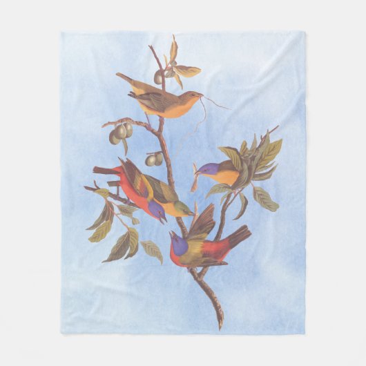 Audubon Painted Bunting Birds is Wild Plum Tree Fleece Deken (Voorkant)