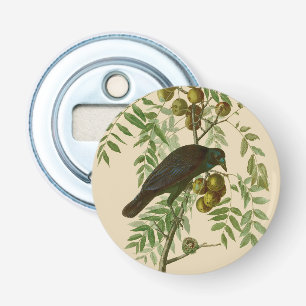 Audubon Purple Grackle Vogelprint Vintage Botanie Button Flesopener