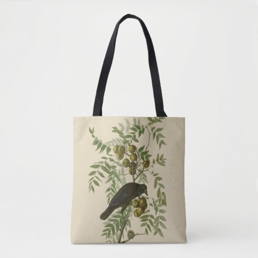 Audubon Purple Grackle Vogelprint Vintage Botanie Tote Bag (Voorkant)