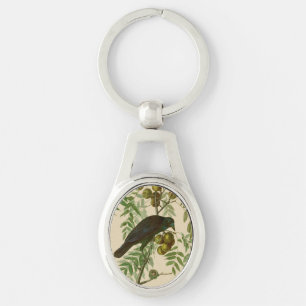 Audubon Purple Grackle Vogelprint Vintage Botaniek Sleutelhanger