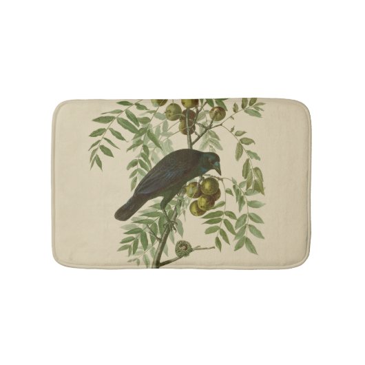 Audubon Purple Grackle Vogelprint Vintage Botanisc Badmat (Voorkant)