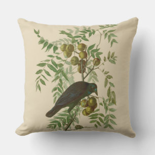 Audubon Purple Grackle Vogelprint Vintage Botanisc Buitenkussen