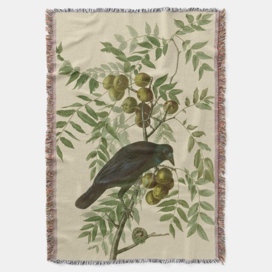 Audubon Purple Grackle Vogelprint Vintage Botanisc Deken (Voorkant Verticaal)