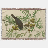 Audubon Purple Grackle Vogelprint Vintage Botanisc Deken (Voorkant)