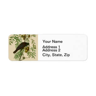 Audubon Purple Grackle Vogelprint Vintage Botanisc Etiket