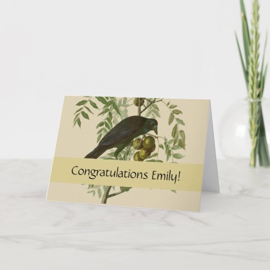 Audubon Purple Grackle Vogelprint Vintage Botanisc Kaart (Voorkant)