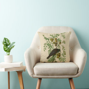 Audubon Purple Grackle Vogelprint Vintage Botanisc Kussen
