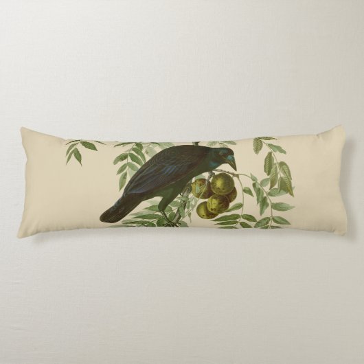 Audubon Purple Grackle Vogelprint Vintage Botanisc Lichaamskussen (Voorkant)