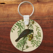 Audubon Purple Grackle Vogelprint Vintage Botanisc Sleutelhanger (Voorkant)