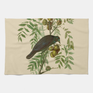Audubon Purple Grackle Vogelprint Vintage Botanisc Theedoek