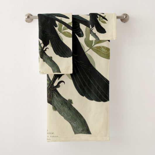 Audubon Raven Bird Classic Artwork Bad Handdoek (Insitu)