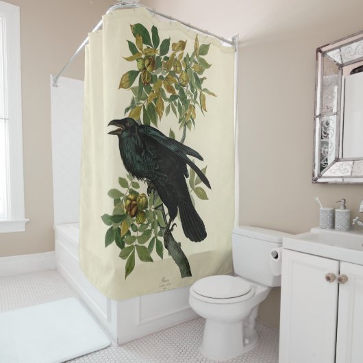 Audubon Raven Bird Classic Artwork Douchegordijn (In situ)