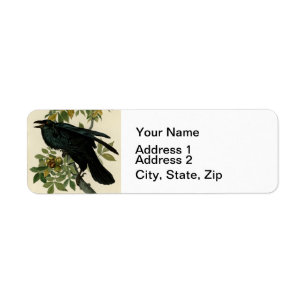 Audubon Raven Bird Classic Artwork Etiket