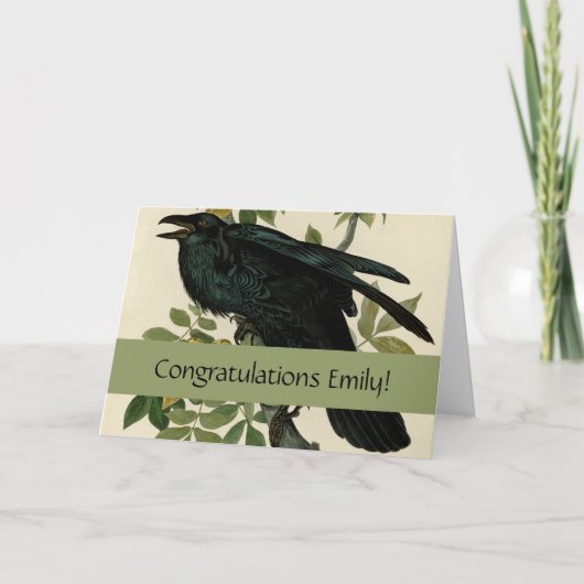 Audubon Raven Bird Classic Artwork Kaart (Voorkant)
