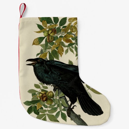 Audubon Raven Bird Classic Artwork Kleine Kerstsok (Voorkant)