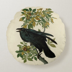 Audubon Raven Bird Classic Artwork Rond Kussen