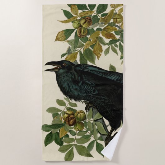 Audubon Raven Bird Classic Artwork Strandlaken (Voorkant)