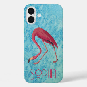 Audubon Roze Flamingo op Blauwe Waterverf iPhone 16 Plus Hoesje