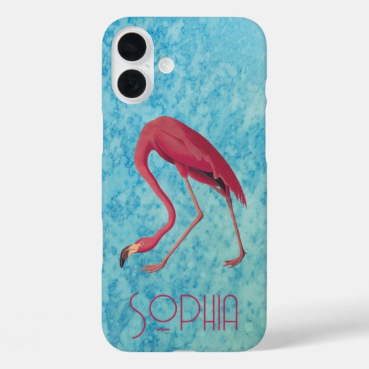 Audubon Roze Flamingo op Blauwe Waterverf Case-Mate iPhone Case (Achterkant)